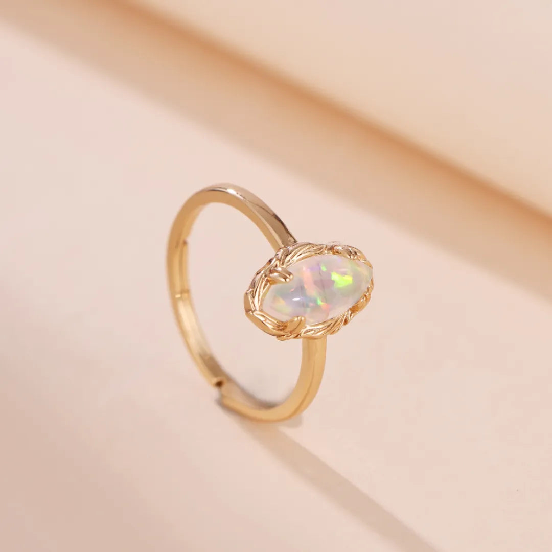 Opal Ring "Enchanting Aura" Gold-Plated Silver