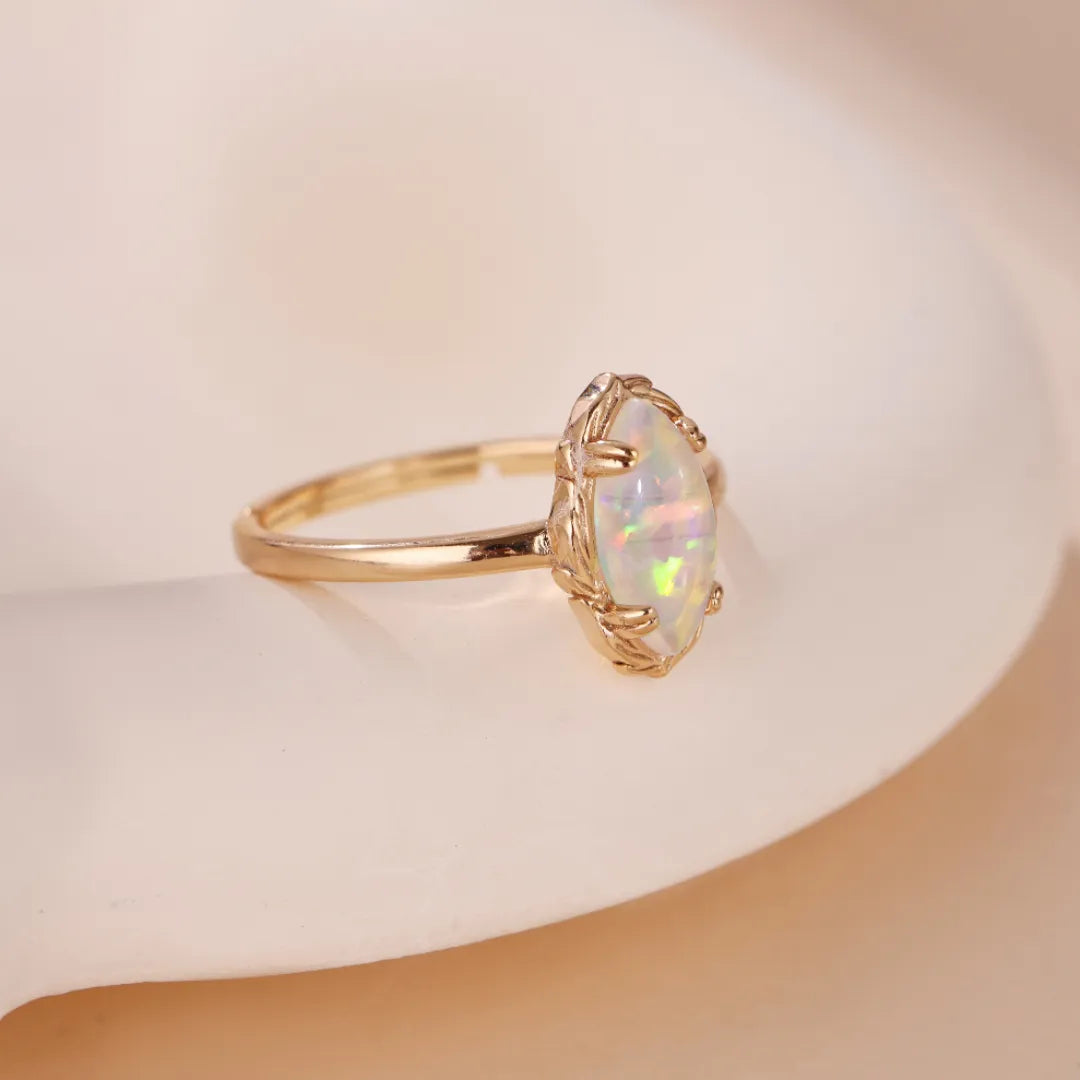 Opal Ring "Enchanting Aura" Gold-Plated Silver