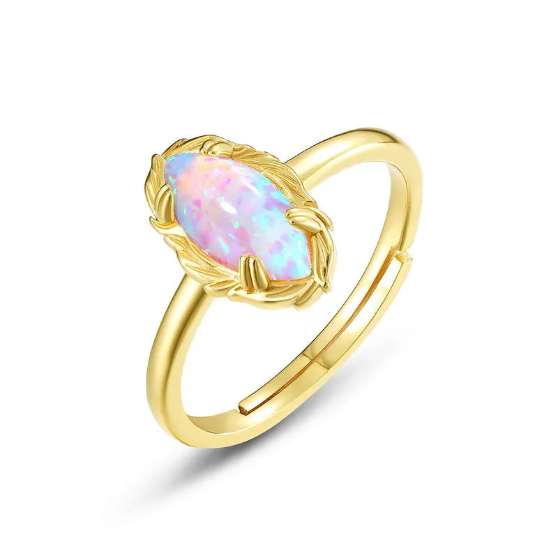 Opal Ring "Enchanting Aura" Gold-Plated Silver