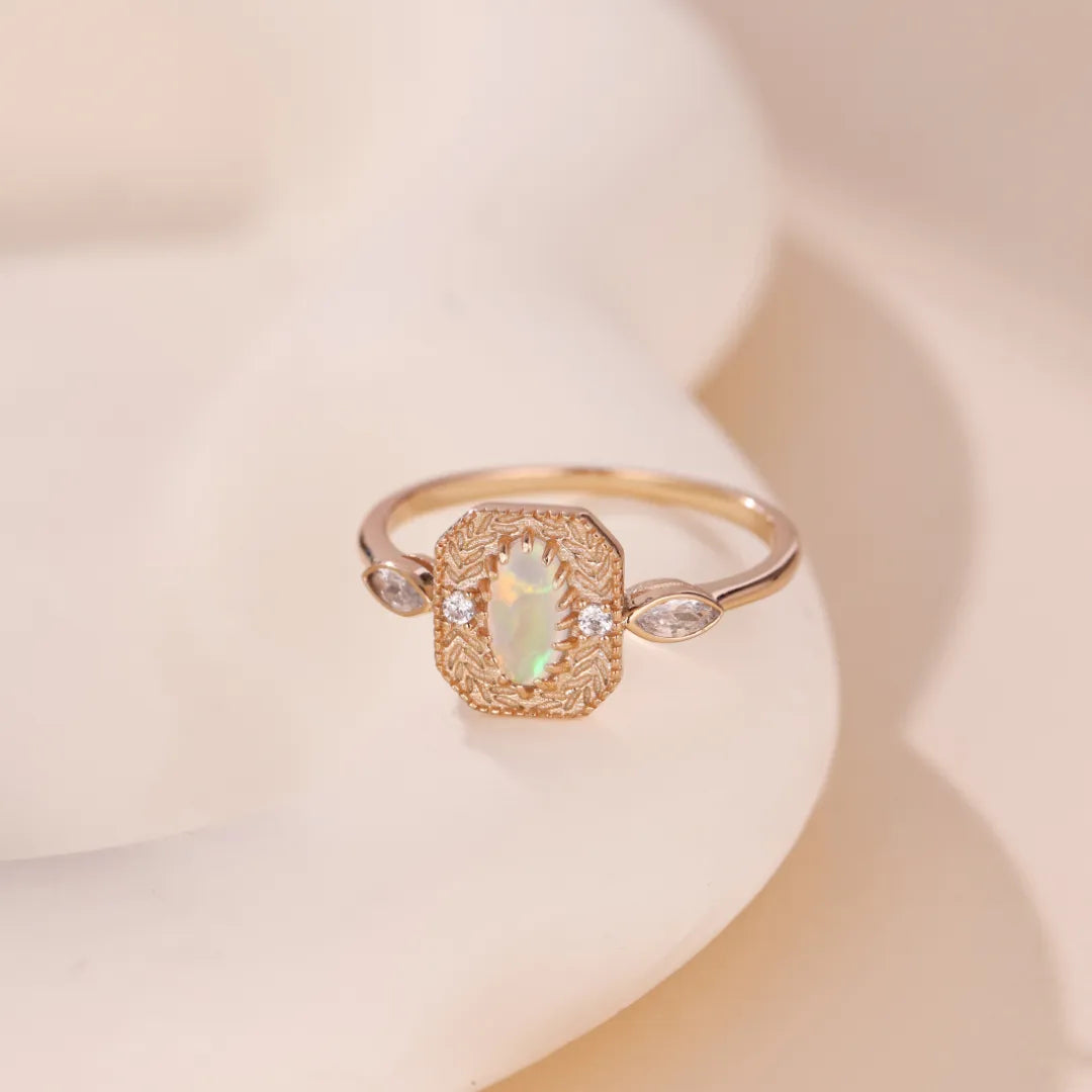 Opal Ring "Ears of Hope" Gold-Plated Silver