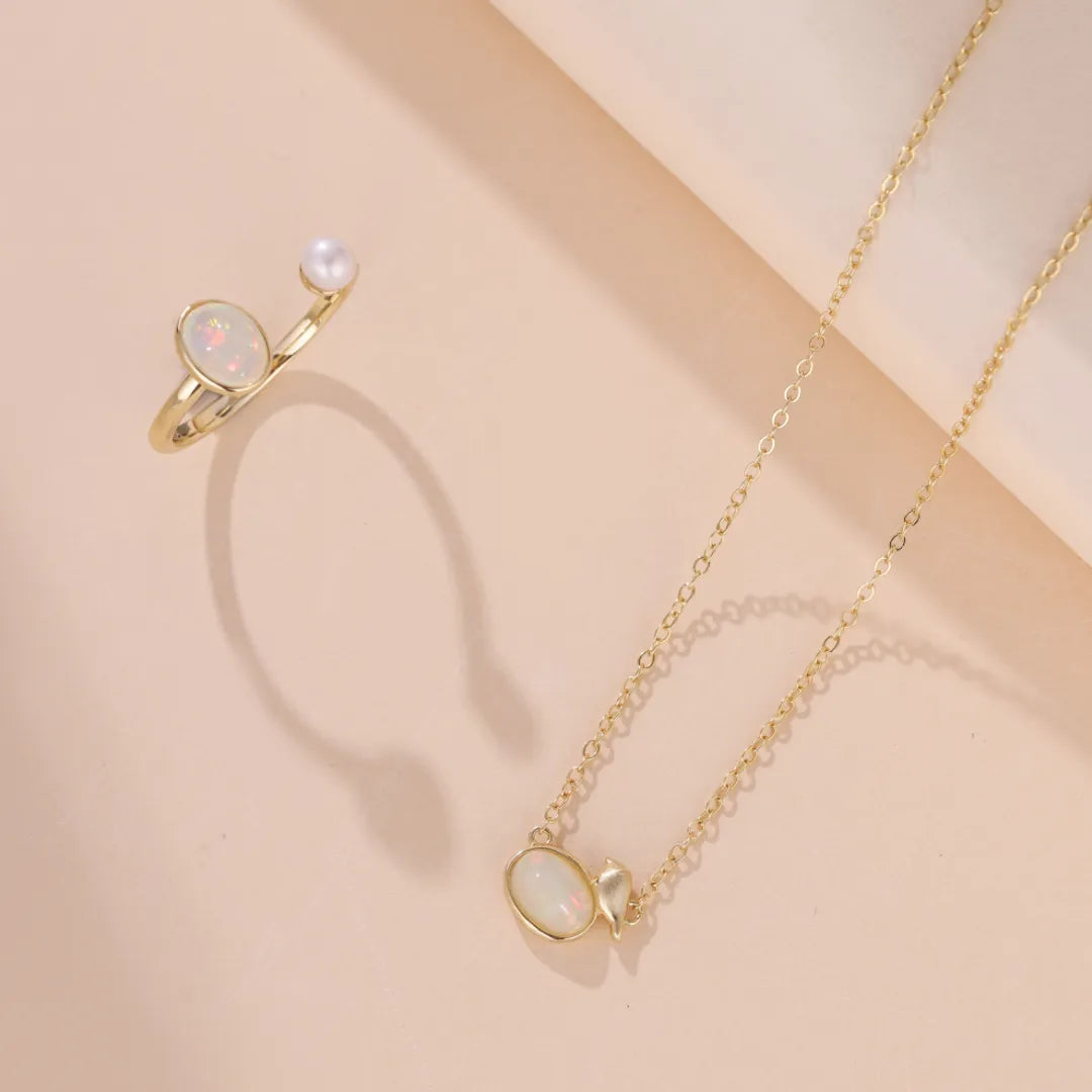 Opal Necklace "Mystical Reflections" Gold-Plated Silver