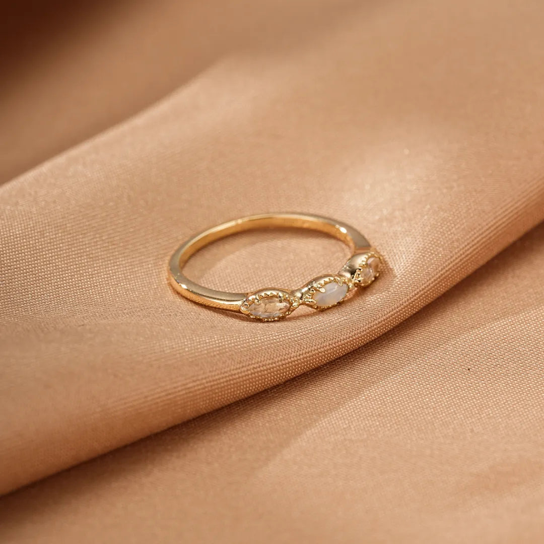 Bague Opale et Pierre de Lune "Charme Céleste" Argent Doré Or