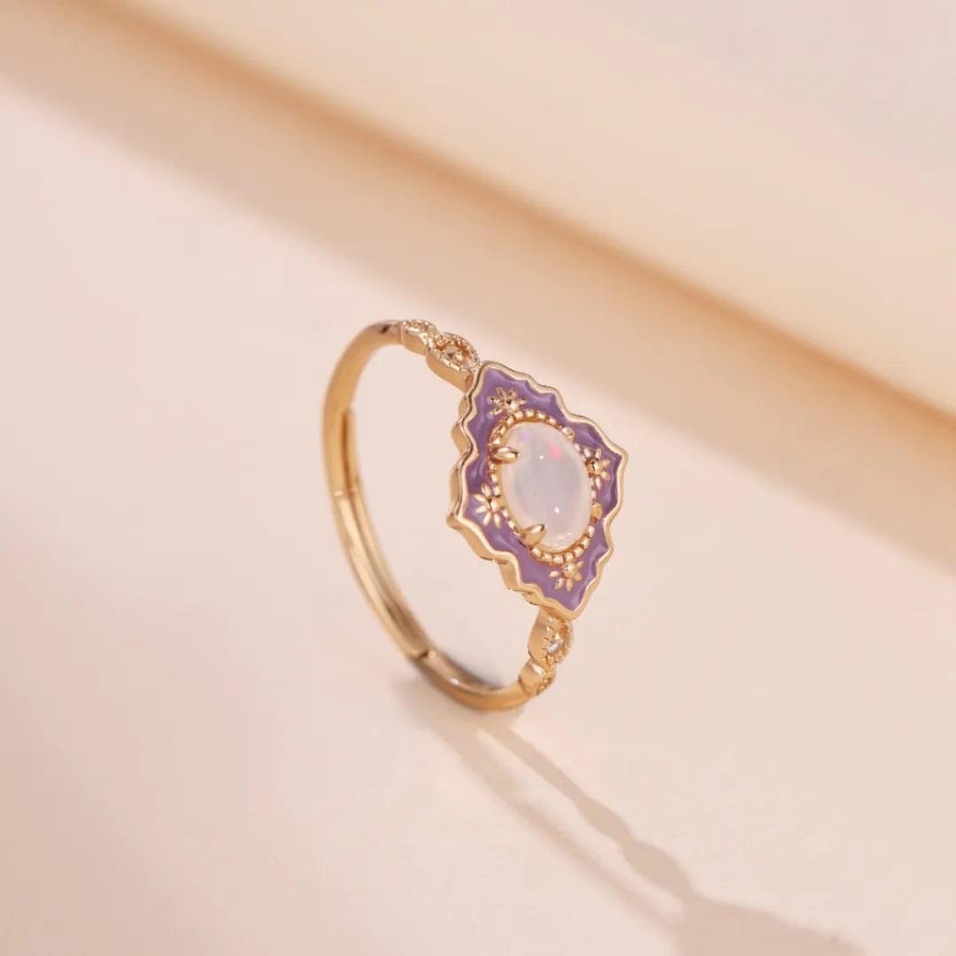 Opal Ring "Violet Wonder" Gold-Plated Silver