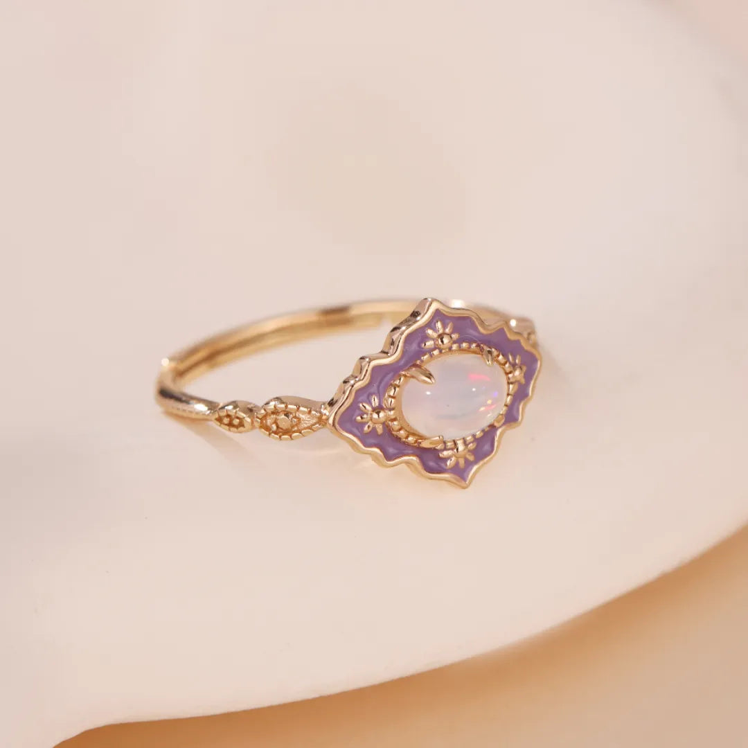 Opal Ring "Violet Wonder" Gold-Plated Silver