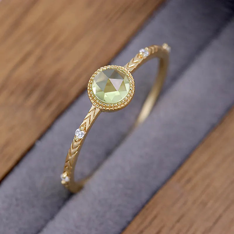 Peridot Ring "Refined Beauty" Gold-Plated Silver