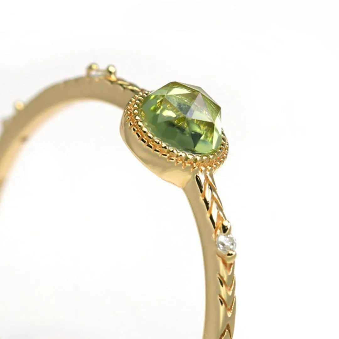 Peridot Ring "Refined Beauty" Gold-Plated Silver