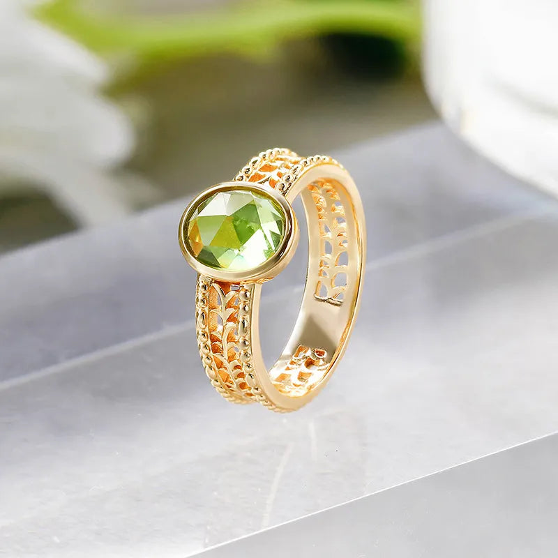 Peridot Ring "Relaxing Charm" Gold-Plated Silver