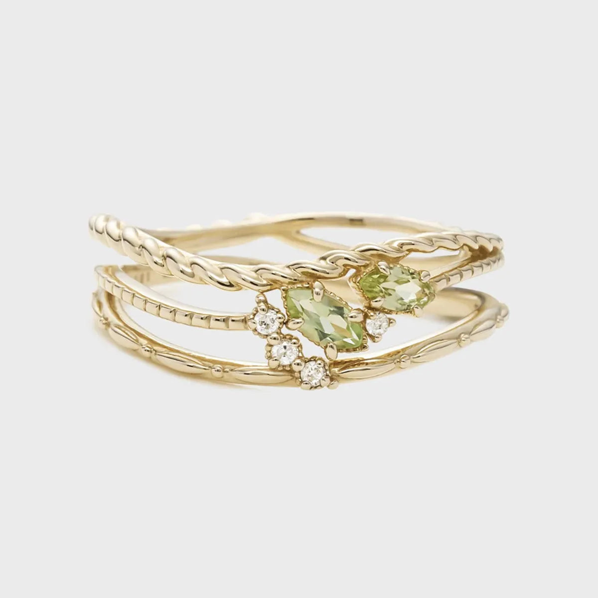 Peridot Ring "Wonderful Sparkle" Gold-Plated Silver
