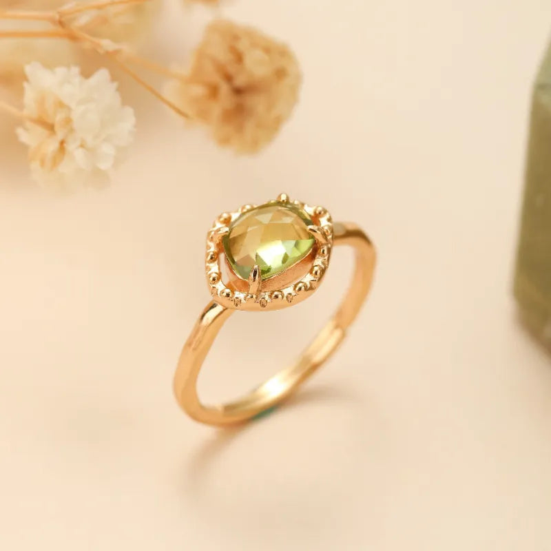 Peridot Ring "Positive Sparkle" Gold-Plated Silver
