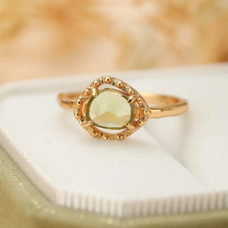 Peridot Ring "Positive Sparkle" Gold-Plated Silver
