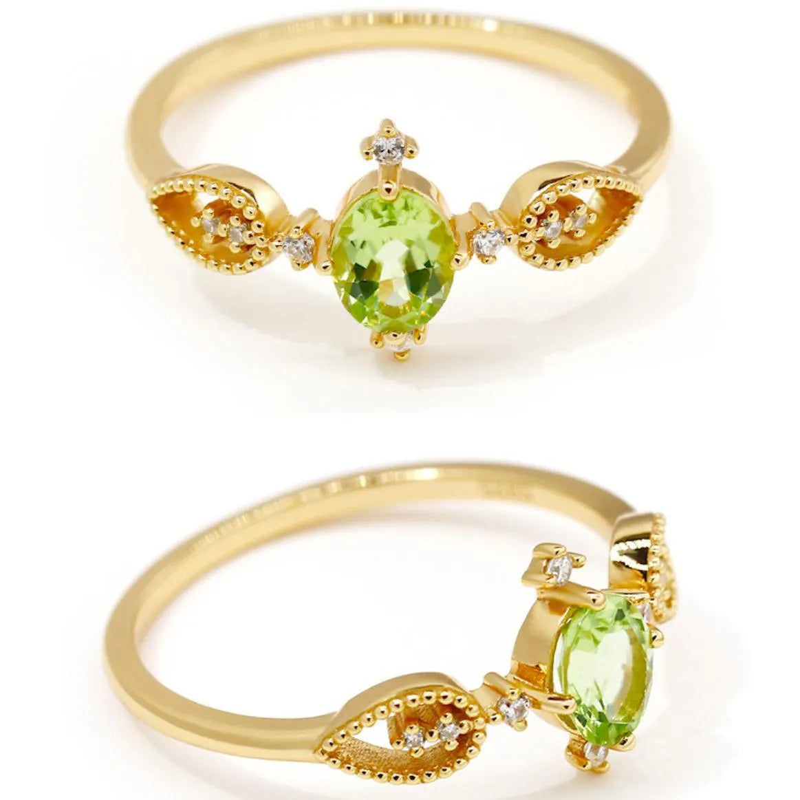 Peridot Ring "Inner Prosperity" Gold-Plated Silver