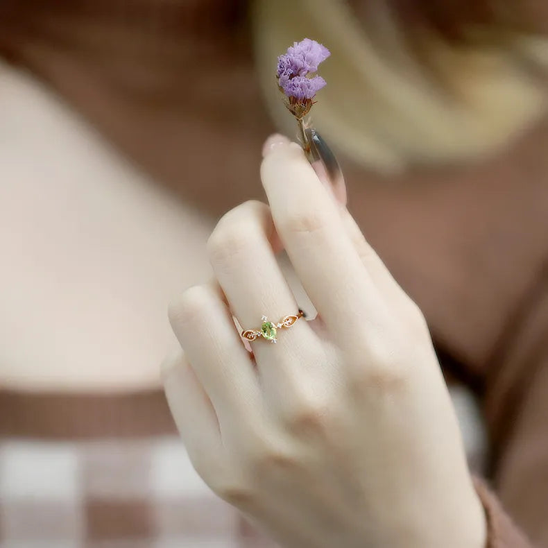 Peridot Ring "Inner Prosperity" Gold-Plated Silver