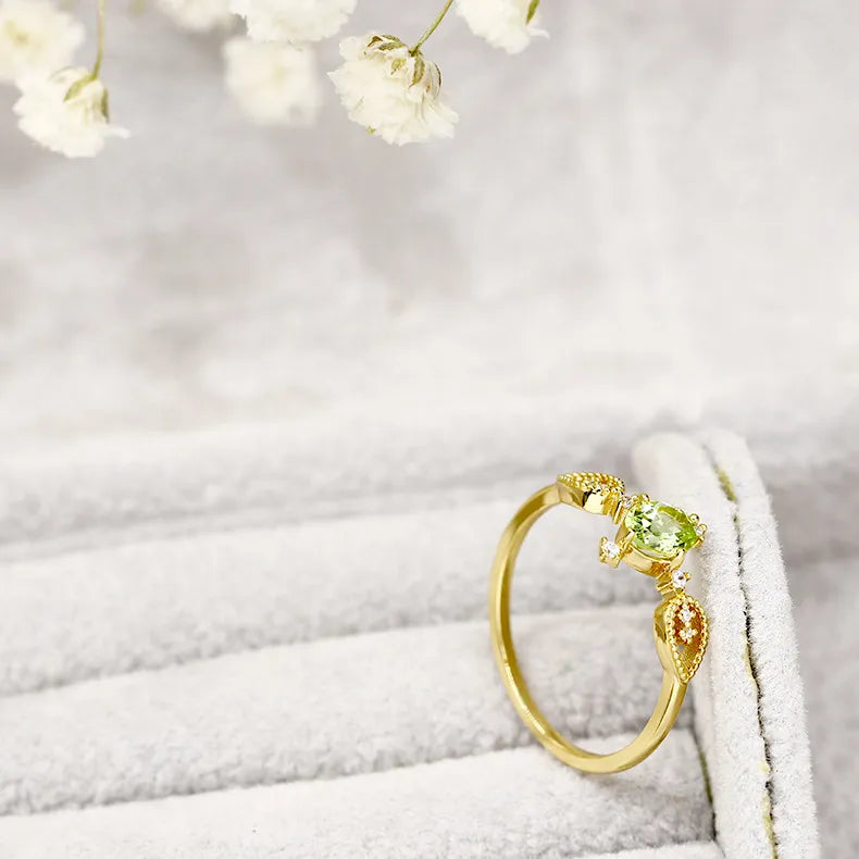 Peridot Ring "Inner Prosperity" Gold-Plated Silver