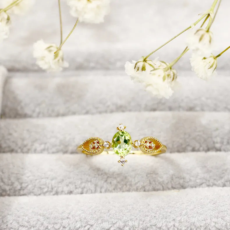 Peridot Ring "Inner Prosperity" Gold-Plated Silver