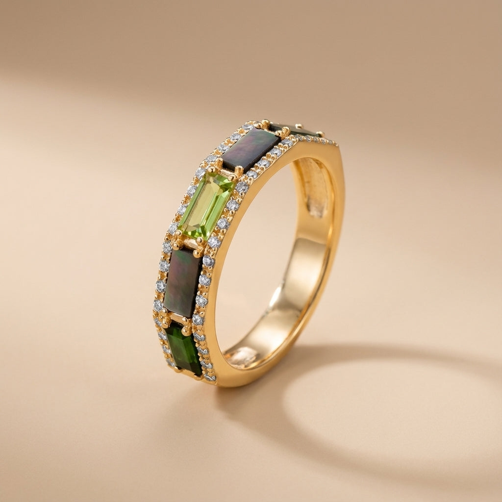 Bague Péridot "Reflets Lumineux" Argent Doré Or