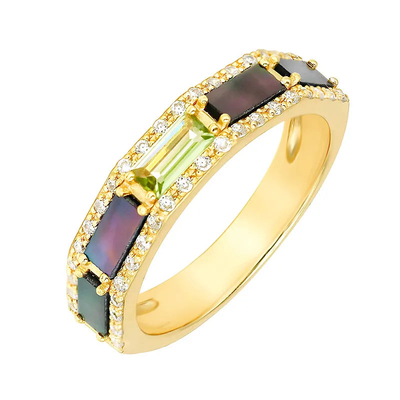 Peridot Ring "Luminous Reflections" Gold-Plated Silver