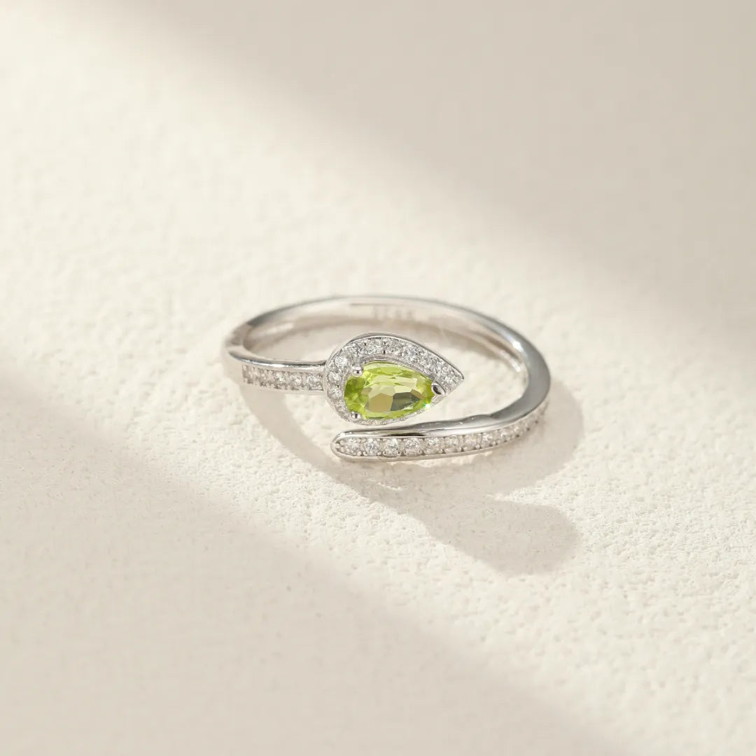Peridot Snake Ring "Vital Light" Silver