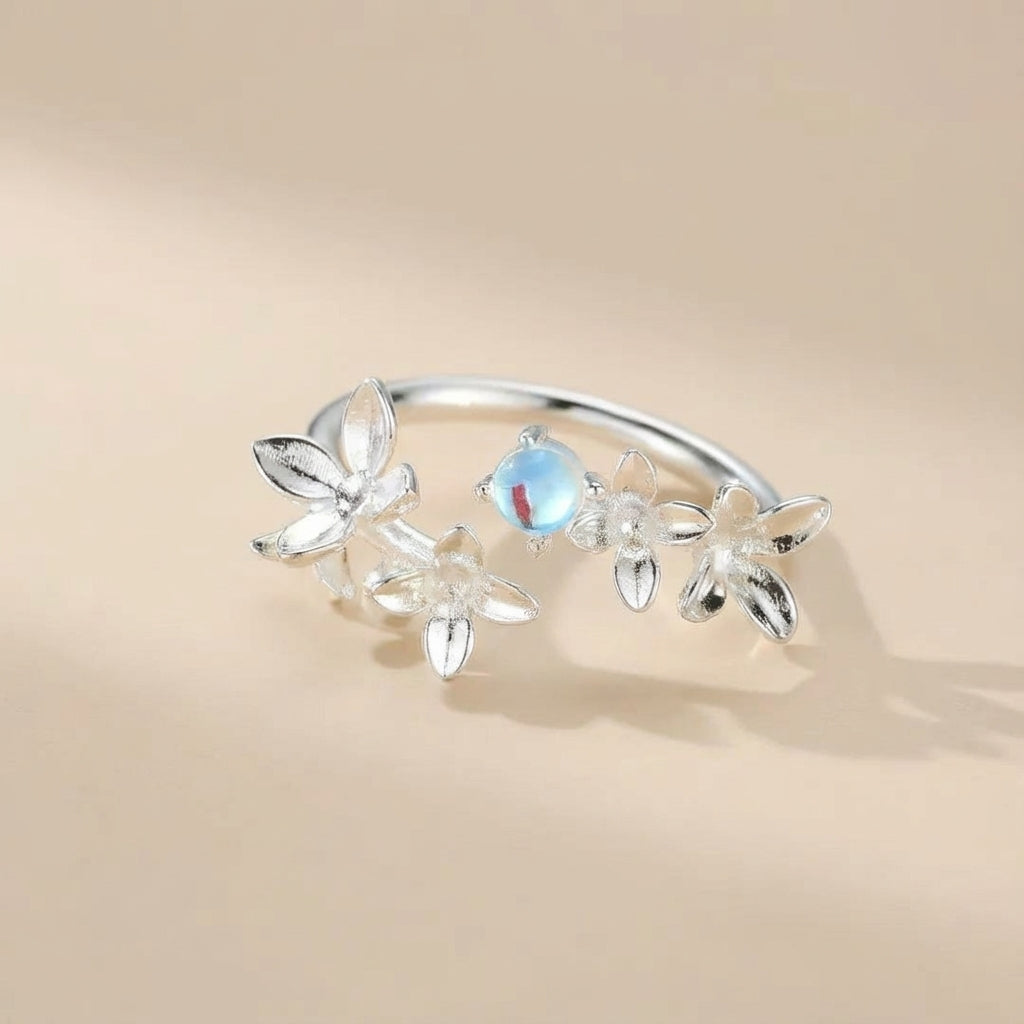Bague Pierre de Lune "Halo Céleste" Argent