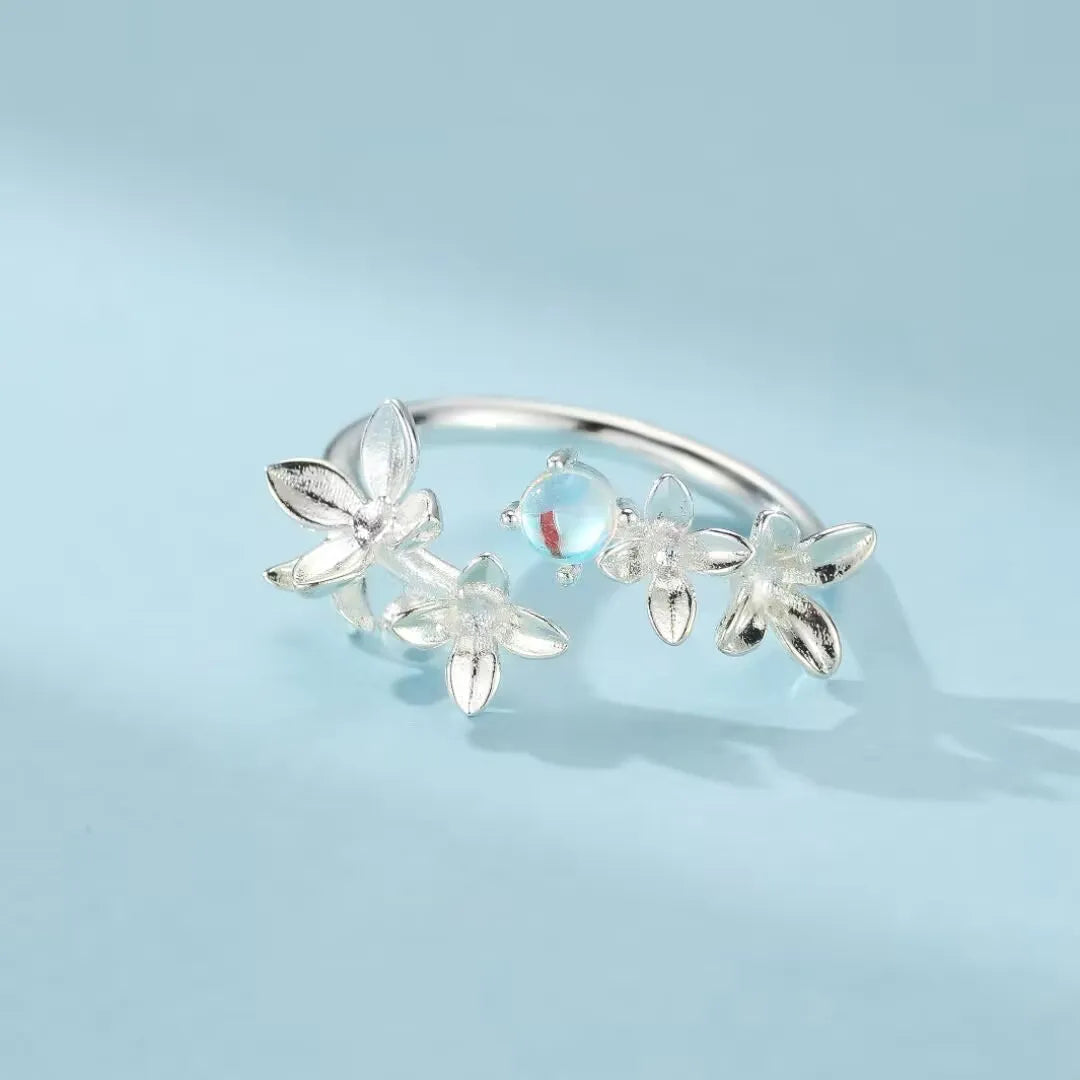 Bague Pierre de Lune "Halo Céleste" Argent