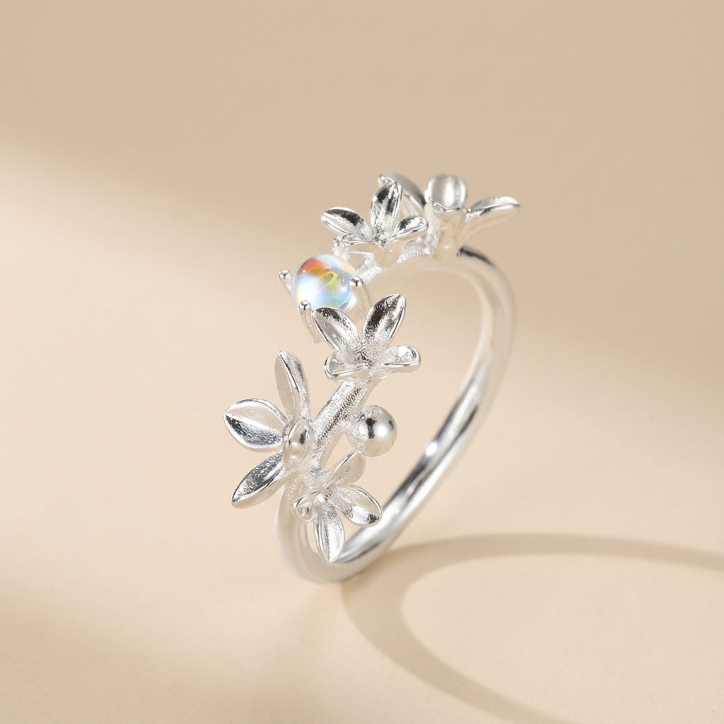 Bague Pierre de Lune "Halo Céleste" Argent