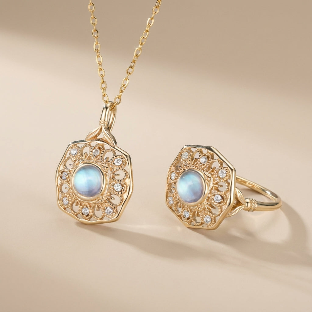 Bague Pierre de Lune "Reflet Enchanteur" Argent Doré Or