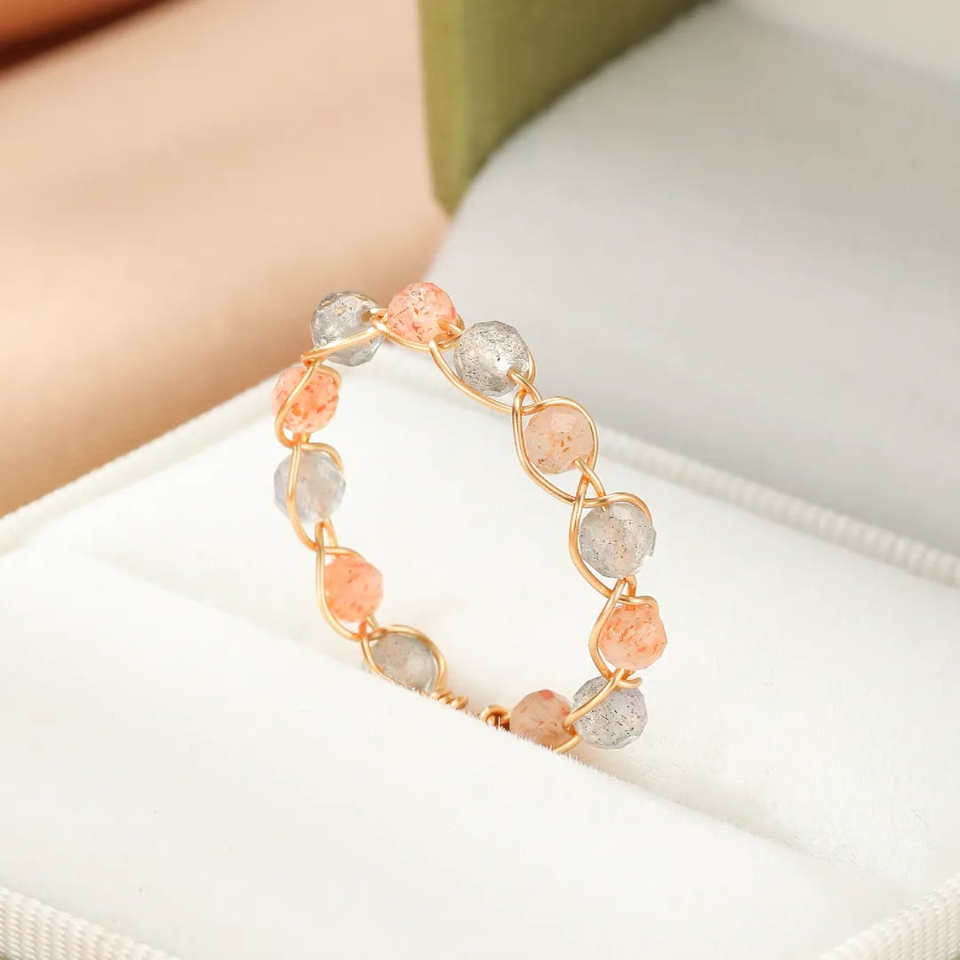 Bague Pierre de Soleil et Pierre de Lune "Éclat Astral"