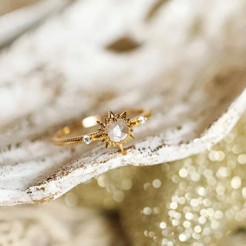 Clear Quartz Ring - Divine Radiance, Gold Plated Silver