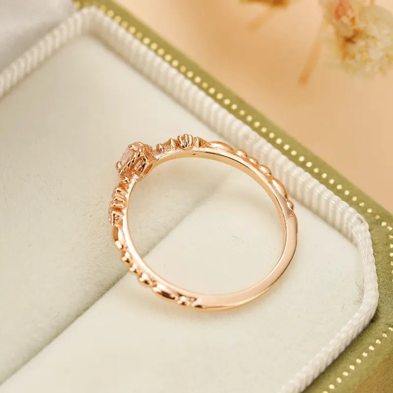 Rose Quartz Ring "Sweetness" Gold-Plated Silver