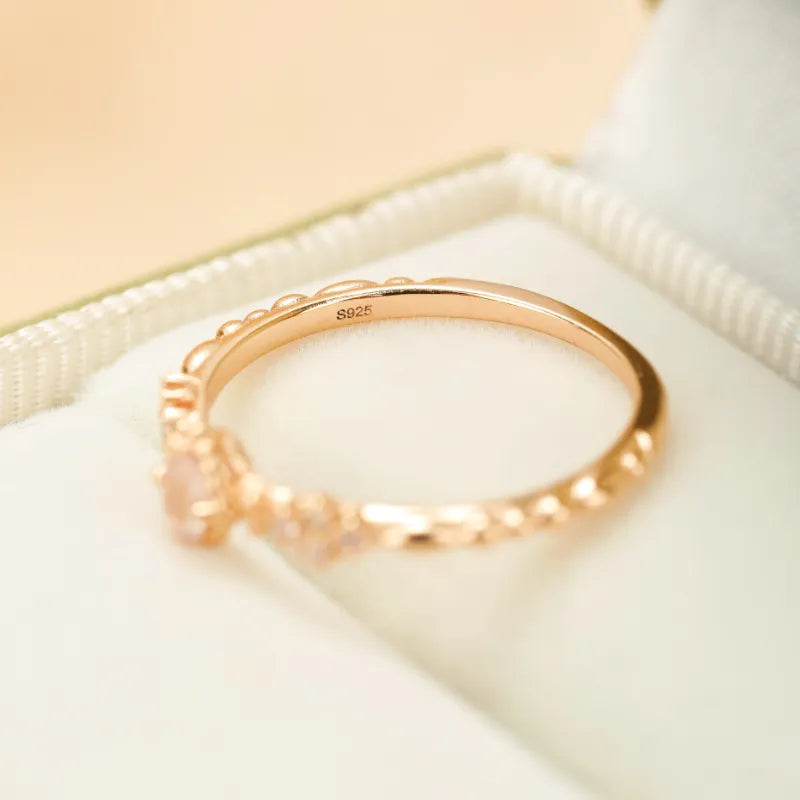 Rose Quartz Ring "Sweetness" Gold-Plated Silver