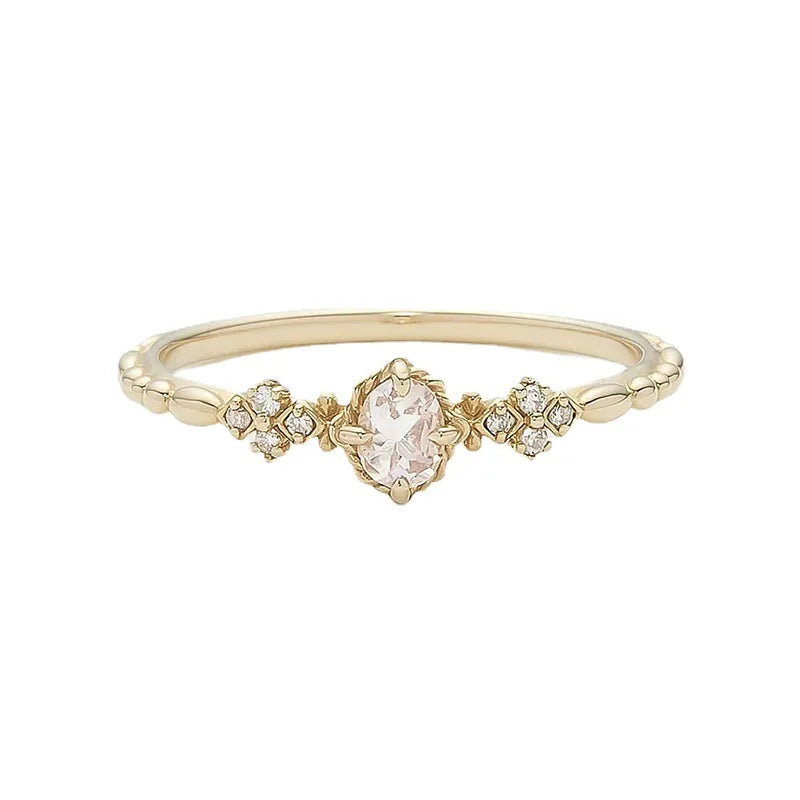 Rose Quartz Ring "Sweetness" Gold-Plated Silver