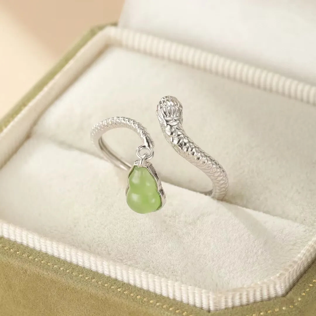 Snake Ring Jade "Enchanting Charm" Silver