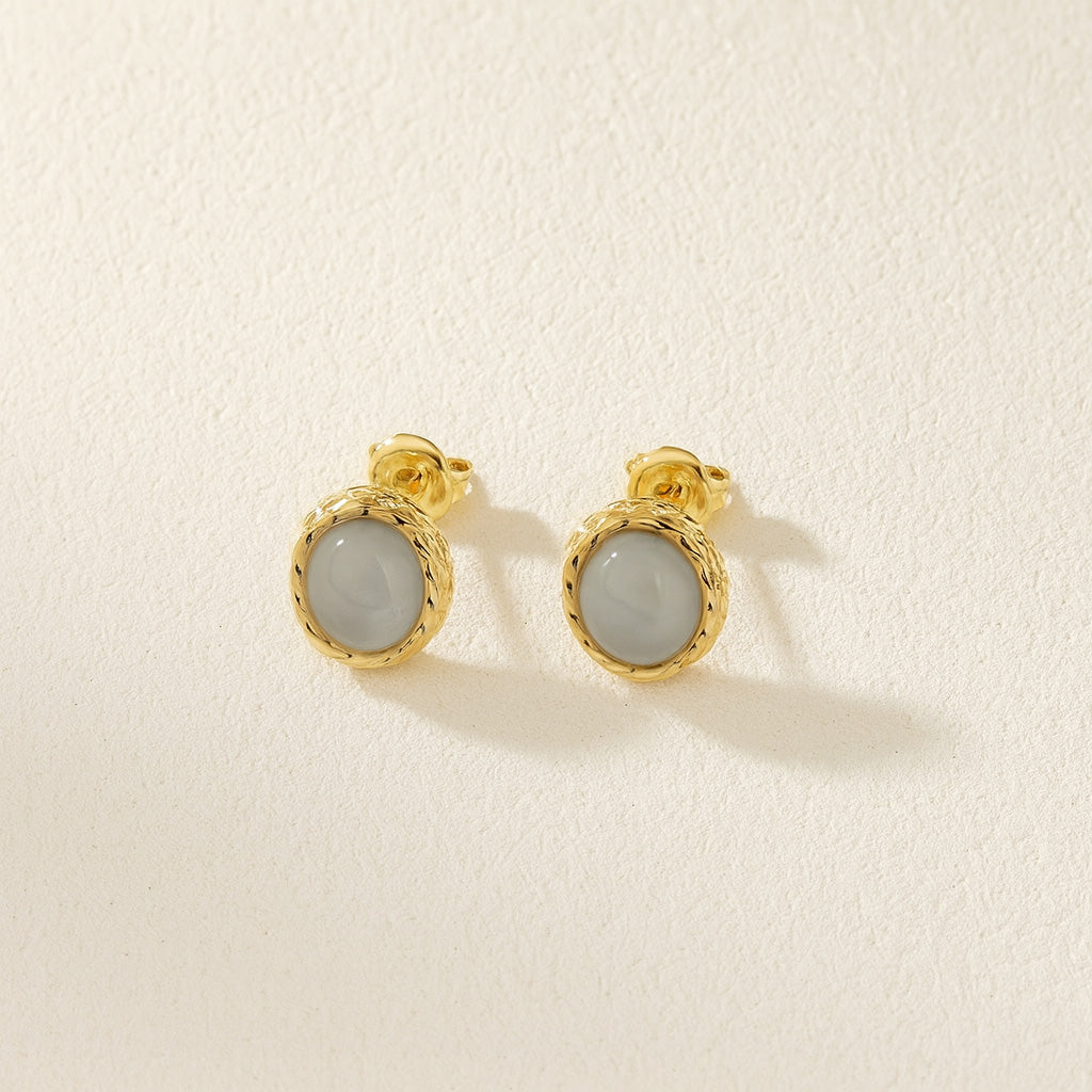 Aquamarine or Labradorite Earrings "Marine Charm" Gold-Plated Silver