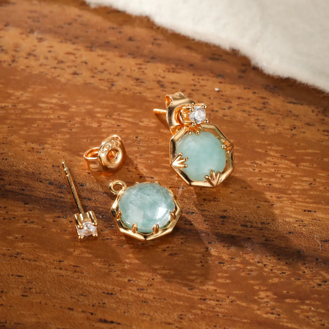 Amazonite Earrings "Subtle Shine" Gold-Plated Silver