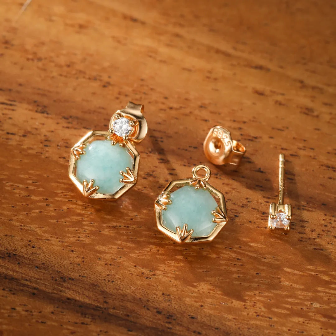 Amazonite Earrings "Subtle Shine" Gold-Plated Silver