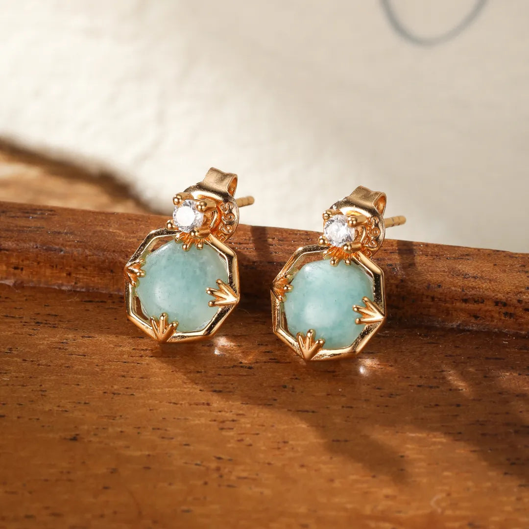 Amazonite Earrings "Subtle Shine" Gold-Plated Silver