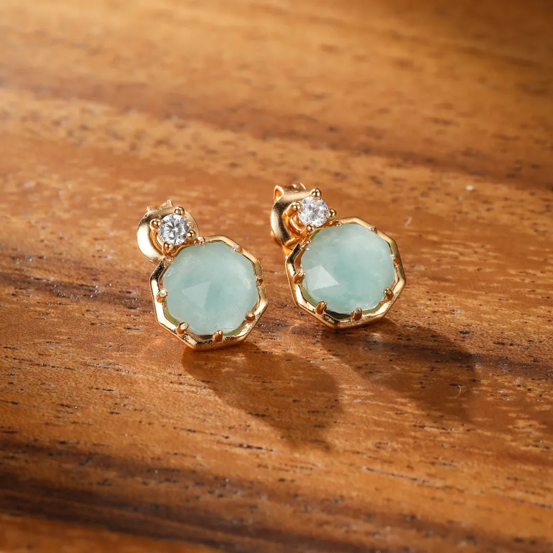 Amazonite Earrings "Subtle Shine" Gold-Plated Silver