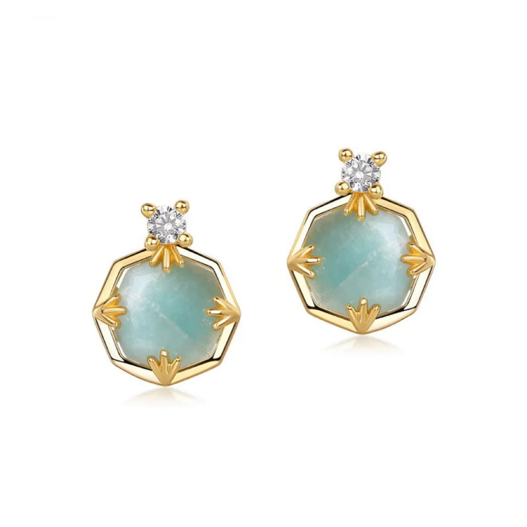 Amazonite Earrings "Subtle Shine" Gold-Plated Silver