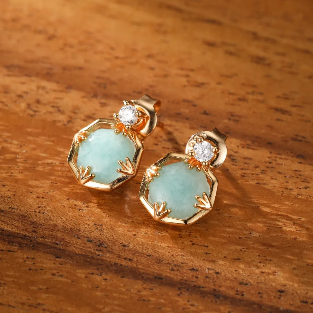 Amazonite Earrings "Subtle Shine" Gold-Plated Silver