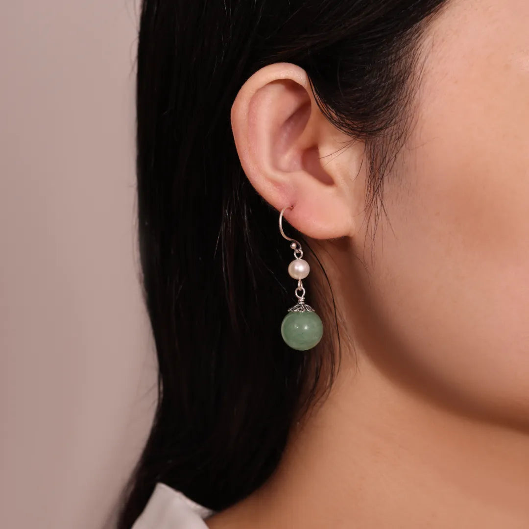 Earrings Aventurine "Natural Elegance" Silver