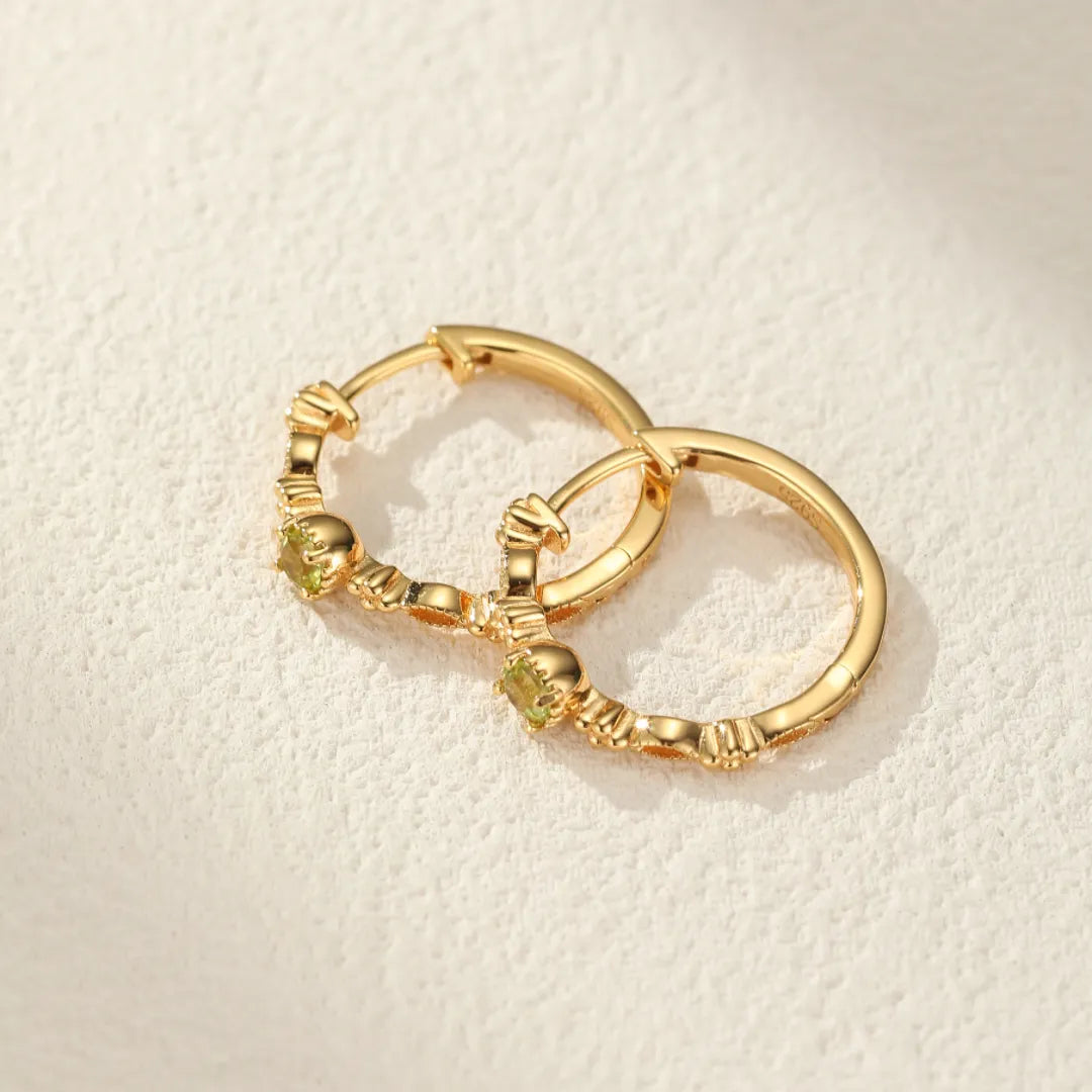 Peridot Hoop Earrings "Natural Finesse" Gold-Plated Silver