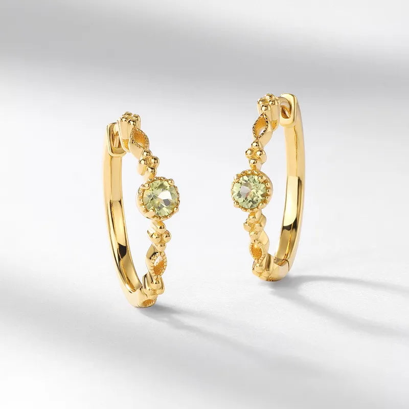 Peridot Hoop Earrings "Natural Finesse" Gold-Plated Silver