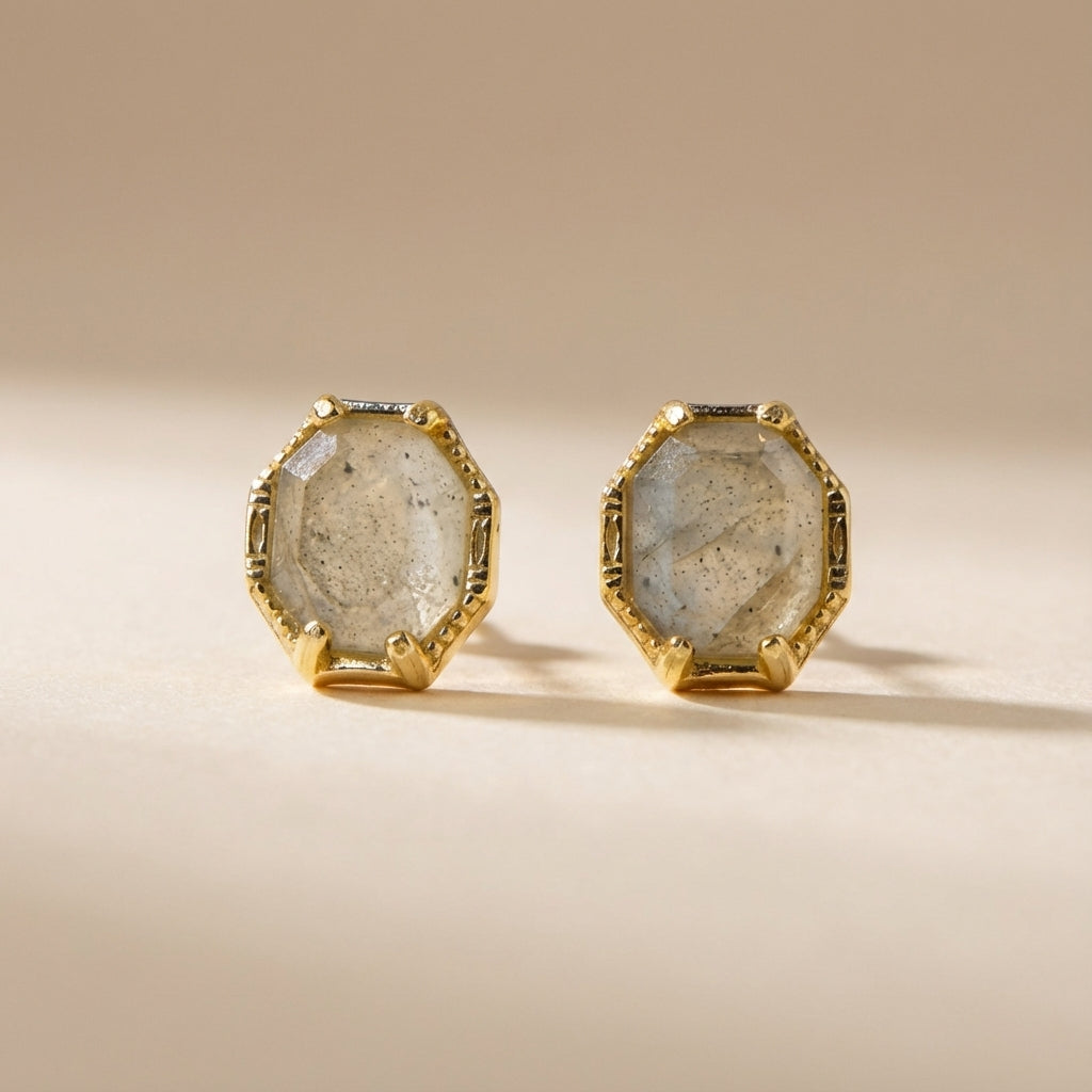 Boucles d'Oreilles Labradorite "Élégance Mystique" Argent Doré Or