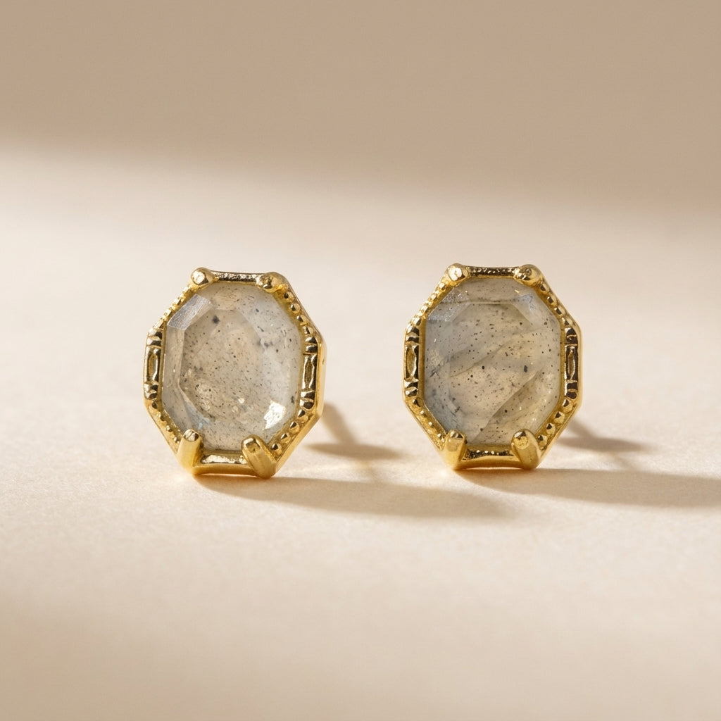 Boucles d'Oreilles Labradorite "Élégance Mystique" Argent Doré Or