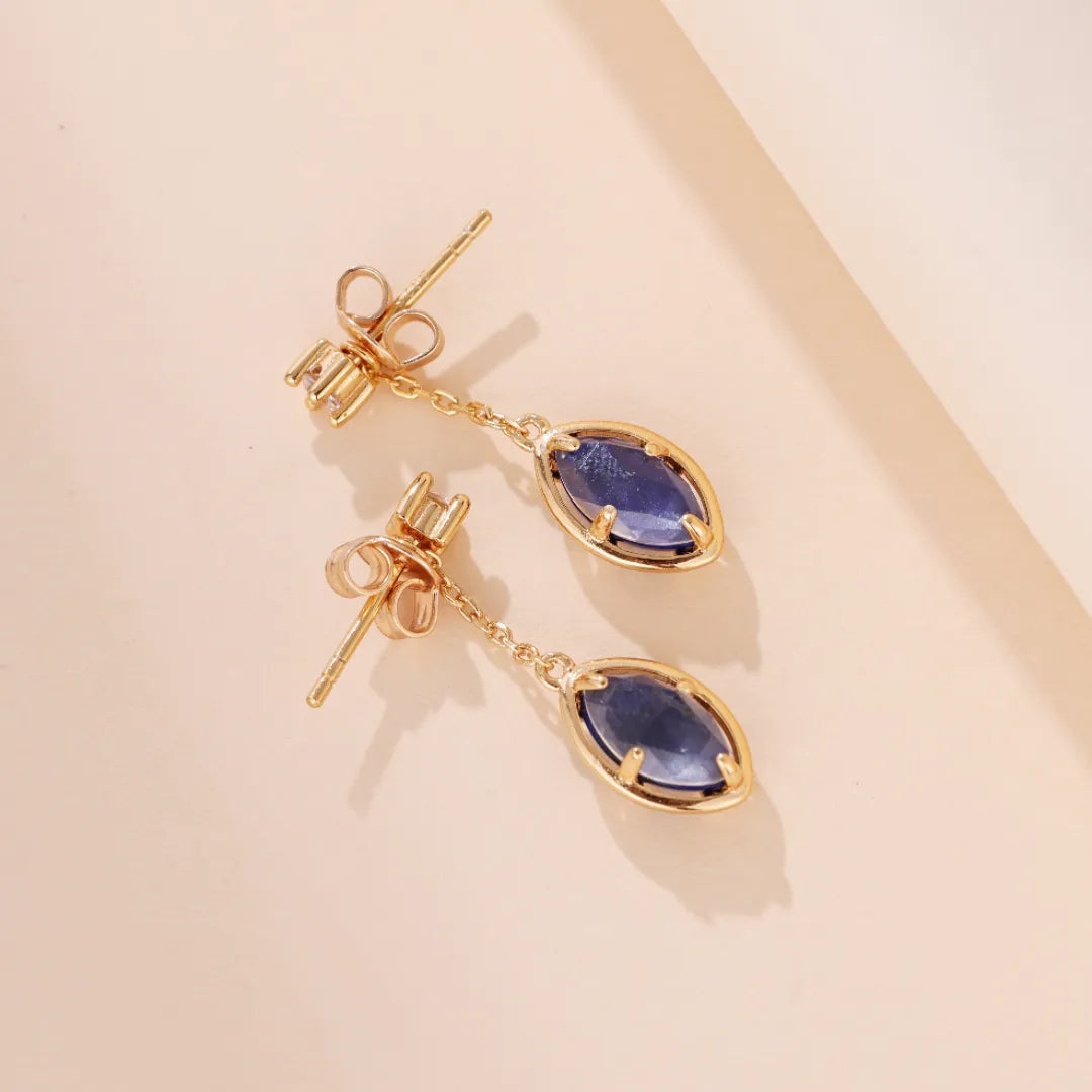 Lapis Lazuli and Clear Quartz "Marine Serenity" Gold-Plated Earrings