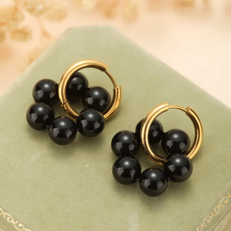 Obsidian Earrings "Refined Shield"