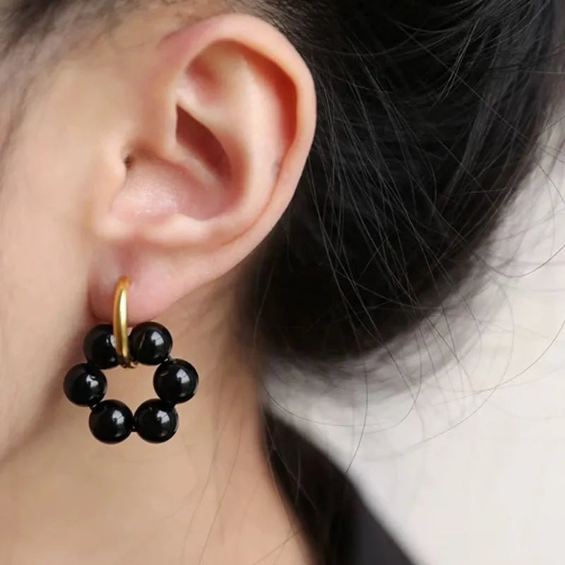 Obsidian Earrings "Refined Shield"