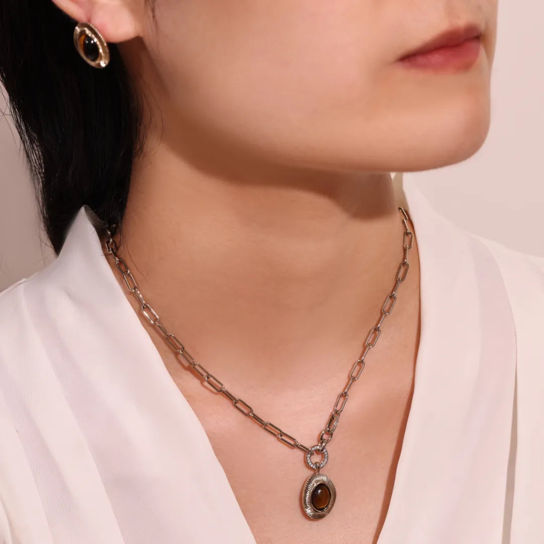 Tiger Eye Earrings "Beautiful Harmony" Gold