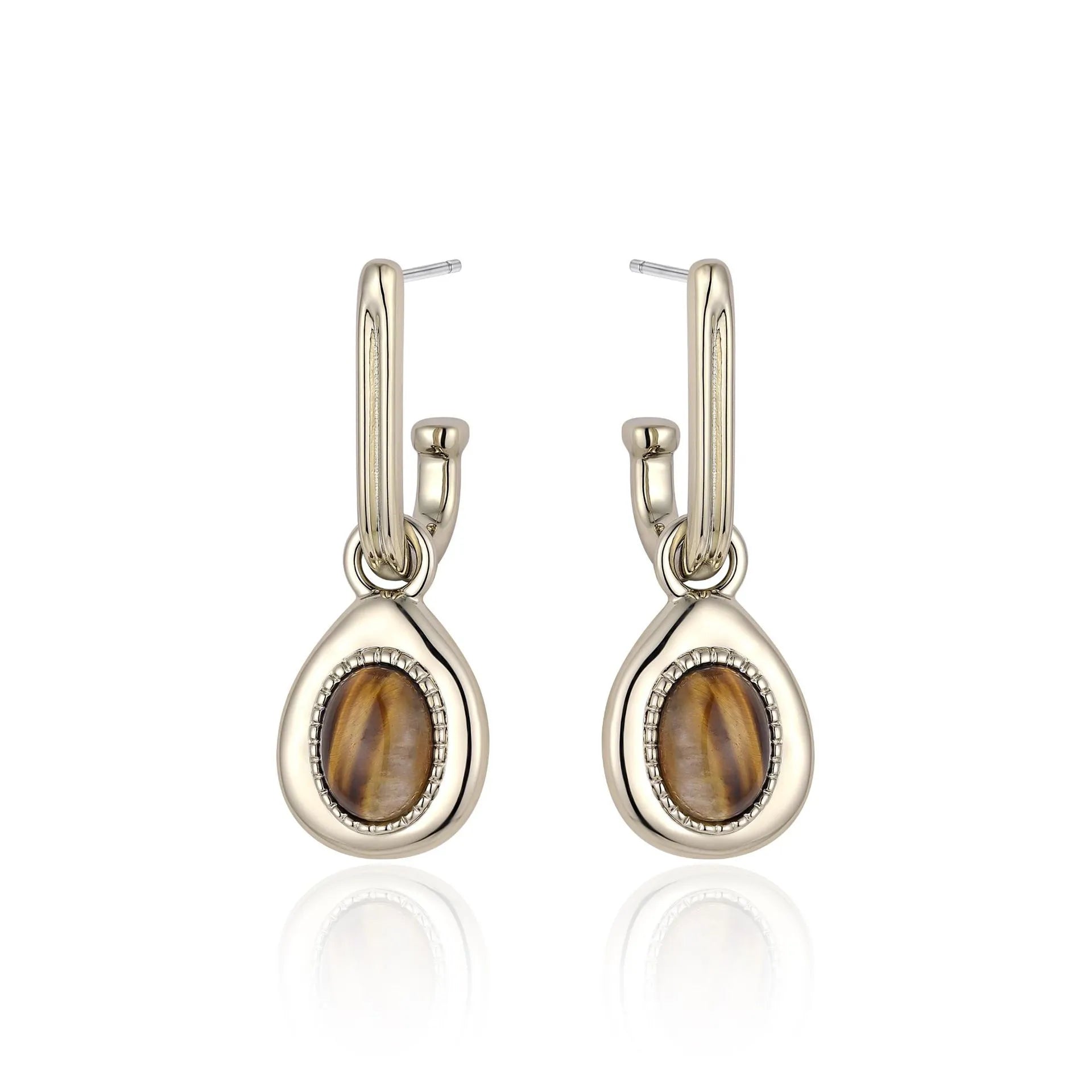 Tiger Eye Earrings "Charming Brown" Gold