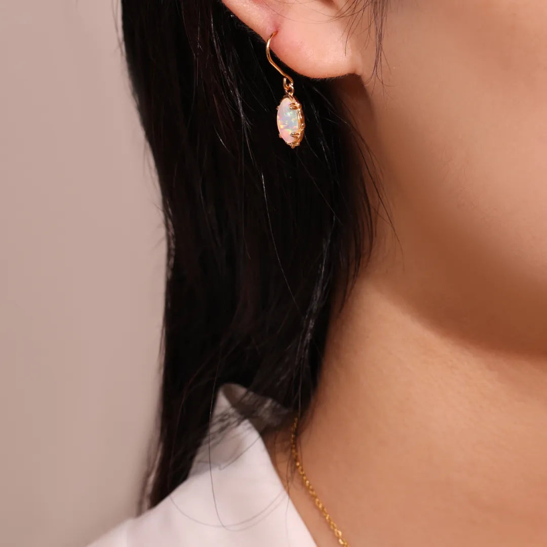 Opal Earrings "Enchanting Aura" Gold-Plated Silver
