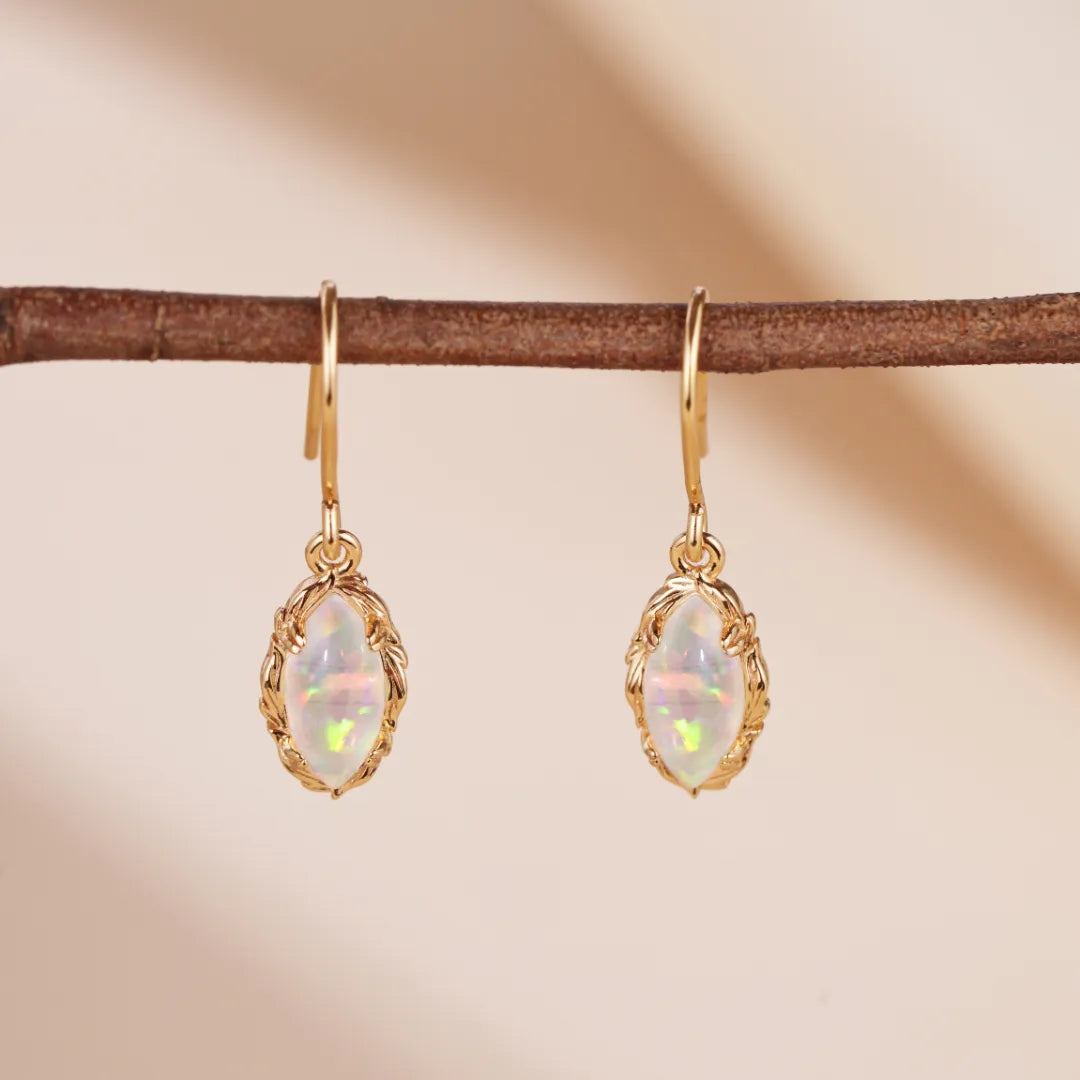 Opal Earrings "Enchanting Aura" Gold-Plated Silver